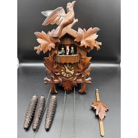 Vintage Black Forest German Cuckoo Clock – 8"x13" Handcrafted Wood - Picture 1 of 4